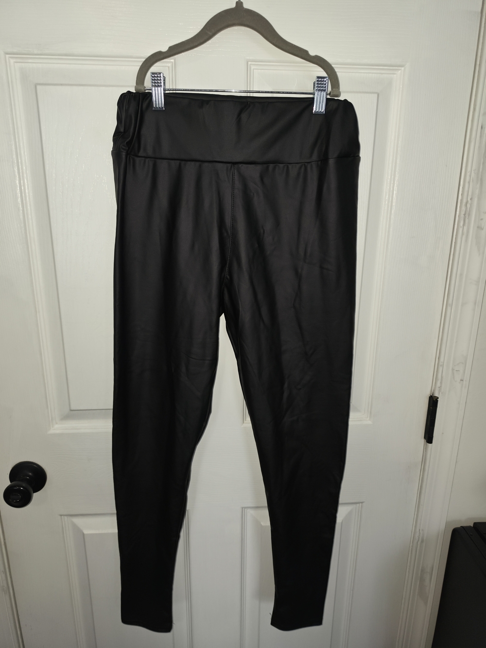 High-Rise Black Faux Leather Leggings